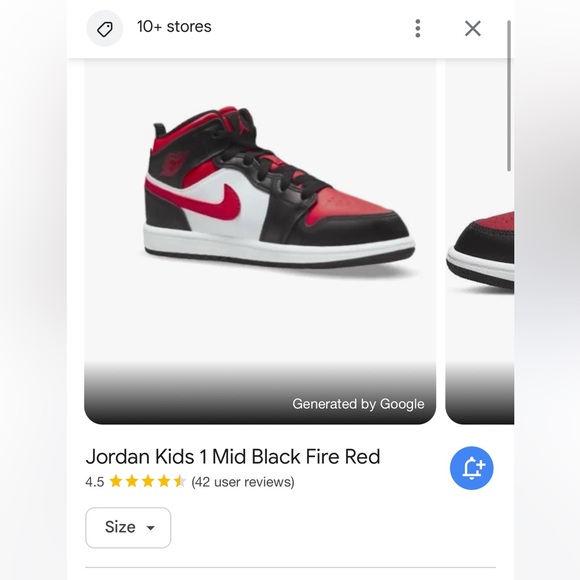 JORDAN 1 kids mid black fire red